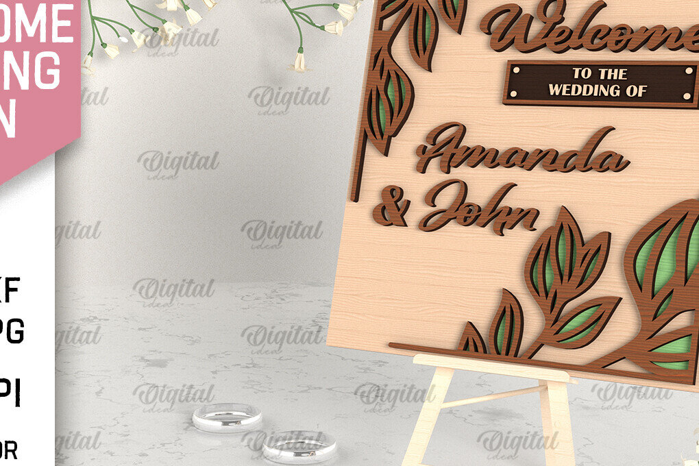 Intra απο ξύλο plywood 3mm-4mm πάχος – Ξύλο Welcome Wedding Sign Cut Laser Δίασταση  40x30 cm INTRAFABR-96822442