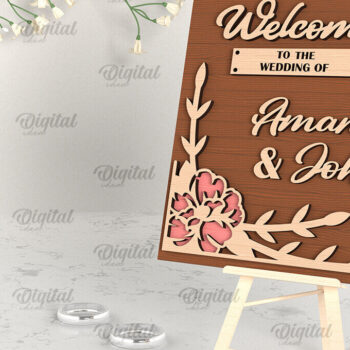 Intra απο ξύλο plywood 3mm-4mm πάχος – Ξύλο Welcome Wedding Sign Cut Laser Δίασταση  40x30 cm INTRAFABR-96822110 - Image 1