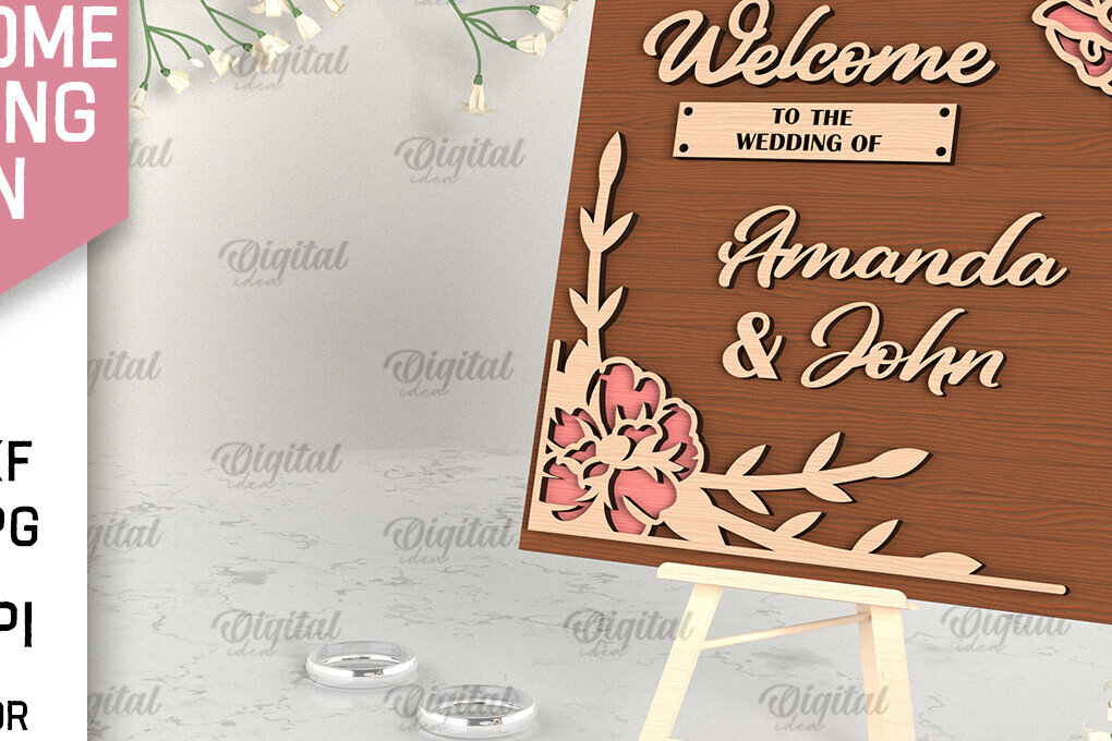Intra απο ξύλο plywood 3mm-4mm πάχος – Ξύλο Welcome Wedding Sign Cut Laser Δίασταση  40x30 cm INTRAFABR-96822110
