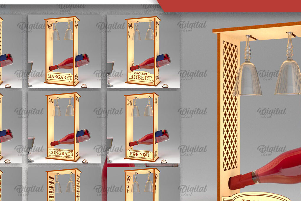 Intra απο ξύλο plywood 3mm-4mm πάχος – Ξύλινες θήκες για μπουκάλια κρασιού Πακέτο LaserCut Δίασταση  20x20 cm INTRAFABR-101108172