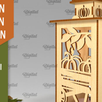 Intra απο ξύλο plywood 3mm-4mm πάχος – Ξύλινο Φθινοπωρινό Φανάρι Φθινοπωρινό Δίασταση  20x20 cm INTRAFABR-103399937 - Image 1