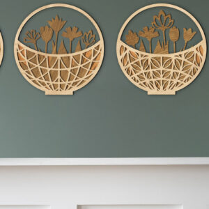 Intra απο ξύλο plywood 3mm-4mm πάχος – Δώρο ξύλινο καλάθι με λουλούδια Δίασταση  20x20 cm INTRAFABR-69225089