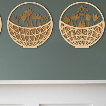 Intra απο ξύλο plywood 3mm-4mm πάχος – Δώρο ξύλινο καλάθι με λουλούδια Δίασταση  20x20 cm INTRAFABR-69225089 - Image 1