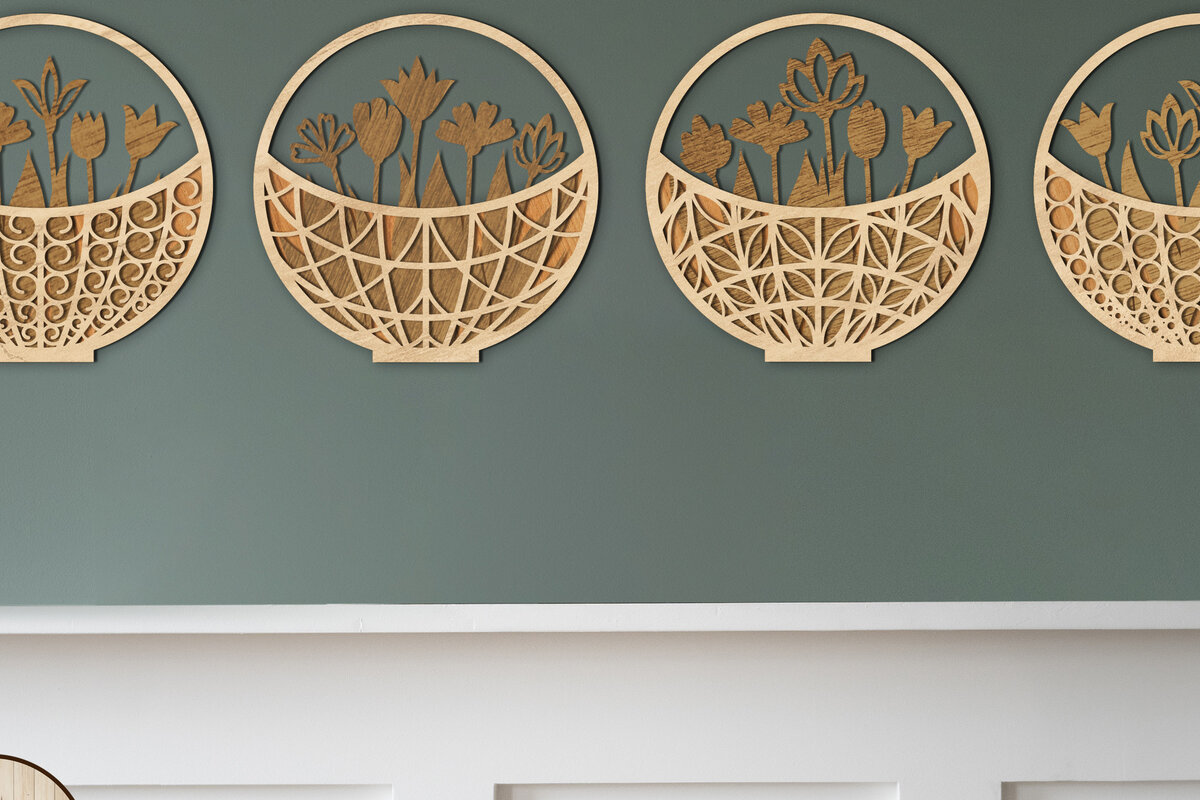 Intra απο ξύλο plywood 3mm-4mm πάχος – Δώρο ξύλινο καλάθι με λουλούδια Δίασταση  20x20 cm INTRAFABR-69225089