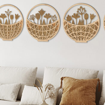 Intra απο ξύλο plywood 3mm-4mm πάχος – Δώρο ξύλινο καλάθι με λουλούδια Δίασταση  20x20 cm INTRAFABR-69225089 - Image 4