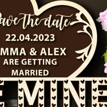 Intra απο ξύλο plywood 3mm-4mm πάχος – Wooden Be Mine Πλακέτα Save the Date Δίασταση  20x20 cm INTRAFABR-68445480 - Image 2