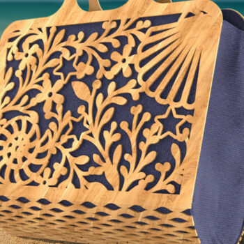 Intra απο ξύλο plywood 3mm-4mm πάχος – Ξύλινη τσάντα παραλίας Δίασταση  20x20 cm INTRAFABR-123634505 - Image 1