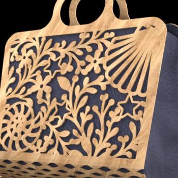 Intra απο ξύλο plywood 3mm-4mm πάχος – Ξύλινη τσάντα παραλίας Δίασταση  20x20 cm INTRAFABR-123634505 - Image 5