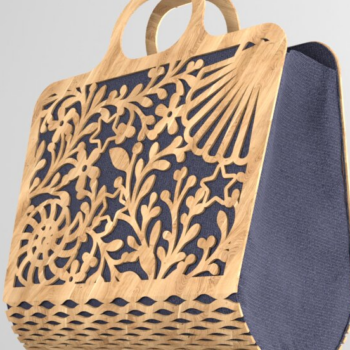 Intra απο ξύλο plywood 3mm-4mm πάχος – Ξύλινη τσάντα παραλίας Δίασταση  20x20 cm INTRAFABR-123634505 - Image 6