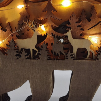 Intra απο ξύλο plywood 3mm-4mm πάχος – Ξύλινο χριστουγεννιάτικο στολίδιο αρκούδας Δίασταση  20x20 cm INTRAFABR-51136934 - Image 2