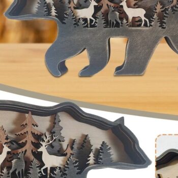 Intra απο ξύλο plywood 3mm-4mm πάχος – Ξύλινο χριστουγεννιάτικο στολίδιο αρκούδας Δίασταση  20x20 cm INTRAFABR-51136934 - Image 5