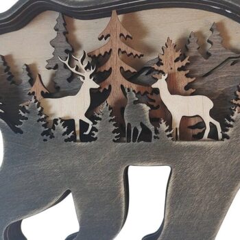 Intra απο ξύλο plywood 3mm-4mm πάχος – Ξύλινο χριστουγεννιάτικο στολίδιο αρκούδας Δίασταση  20x20 cm INTRAFABR-51136934 - Image 6