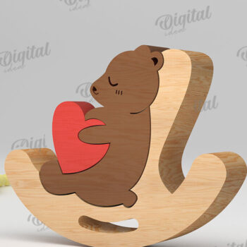 Intra απο ξύλο plywood 3mm-4mm πάχος –  κοπής με λέιζερ παζλ Ξύλινη αρκούδα Δίασταση  20x20 cm INTRAFABR-108580561 - Image 1