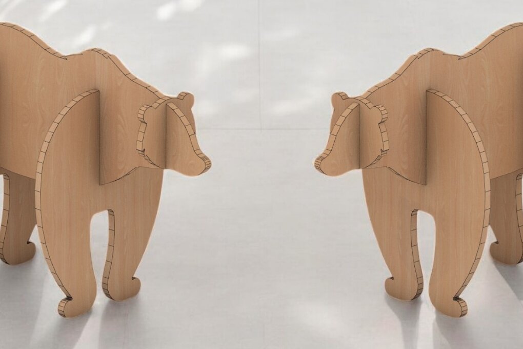 Intra απο ξύλο plywood 3mm-4mm πάχος – Ξύλινη αρκούδα - Αρχείο, Κοπή λέιζερ 089 Δίασταση  20x20 cm INTRAFABR-117800106