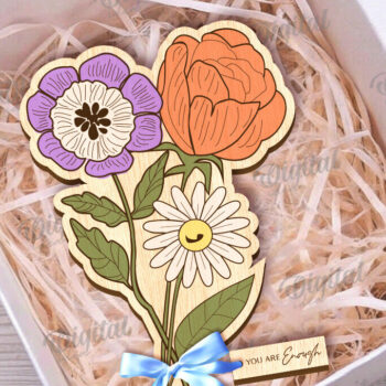 Intra απο ξύλο plywood 3mm-4mm πάχος – Ξύλινη ανθοδέσμη. Γιορτή της Μητέρας Δίασταση  20x20 cm INTRAFABR-116814031 - Image 1