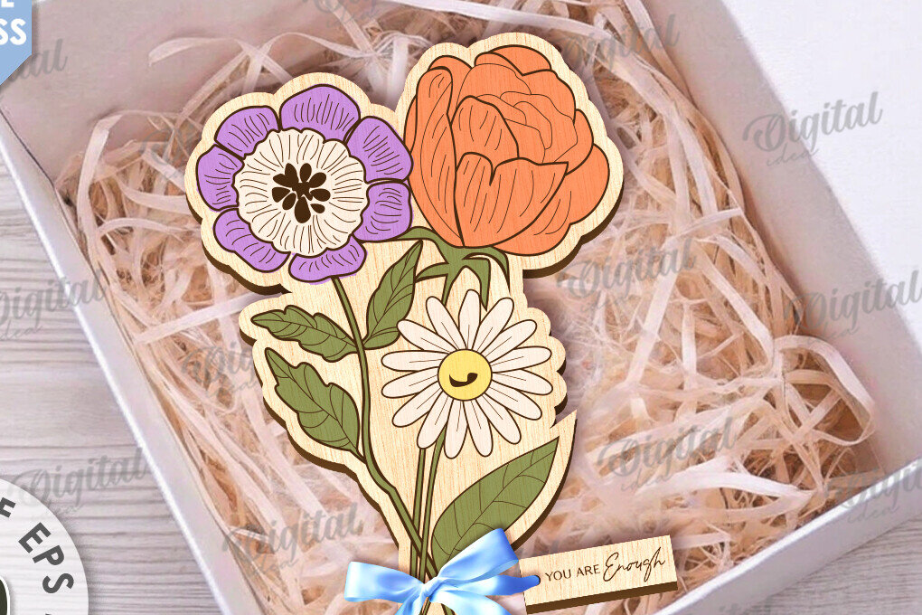 Intra απο ξύλο plywood 3mm-4mm πάχος – Ξύλινη ανθοδέσμη. Γιορτή της Μητέρας Δίασταση  20x20 cm INTRAFABR-116814031