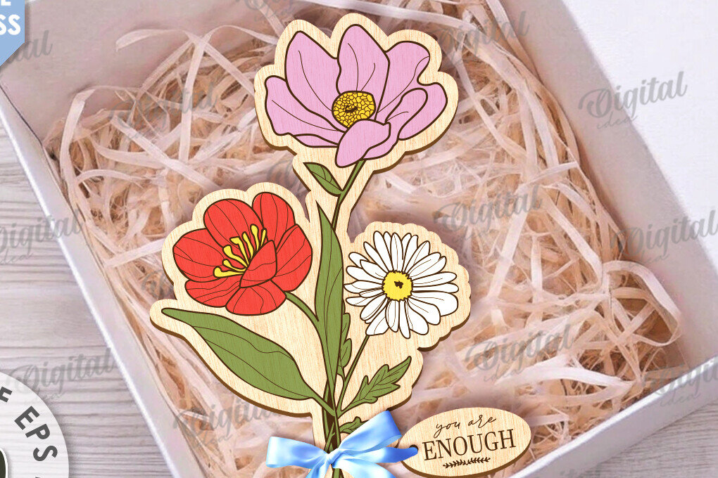 Intra απο ξύλο plywood 3mm-4mm πάχος – Ξύλινη ανθοδέσμη. Γιορτή της Μητέρας Δίασταση  20x20 cm INTRAFABR-116812942