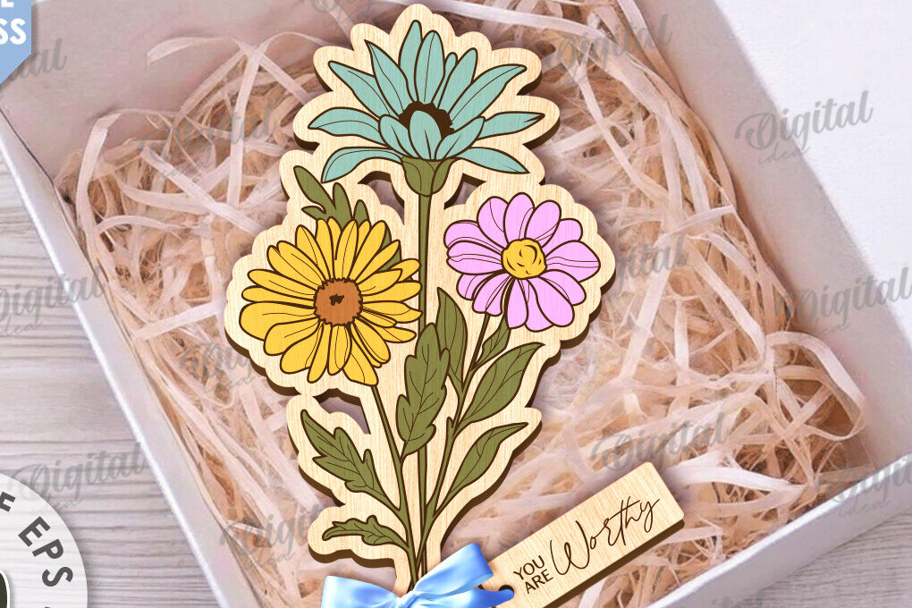 Intra απο ξύλο plywood 3mm-4mm πάχος – Ξύλινη ανθοδέσμη. Γιορτή της Μητέρας Δίασταση  20x20 cm INTRAFABR-116813007