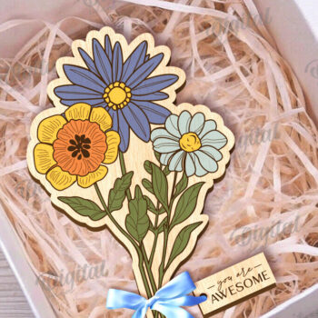 Intra απο ξύλο plywood 3mm-4mm πάχος – Ξύλινη ανθοδέσμη. Γιορτή της Μητέρας Δίασταση  20x20 cm INTRAFABR-116813719 - Image 1