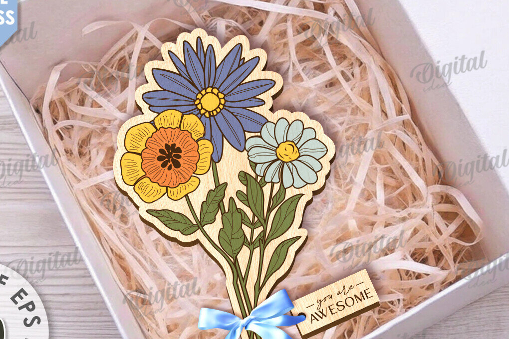 Intra απο ξύλο plywood 3mm-4mm πάχος – Ξύλινη ανθοδέσμη. Γιορτή της Μητέρας Δίασταση  20x20 cm INTRAFABR-116813719