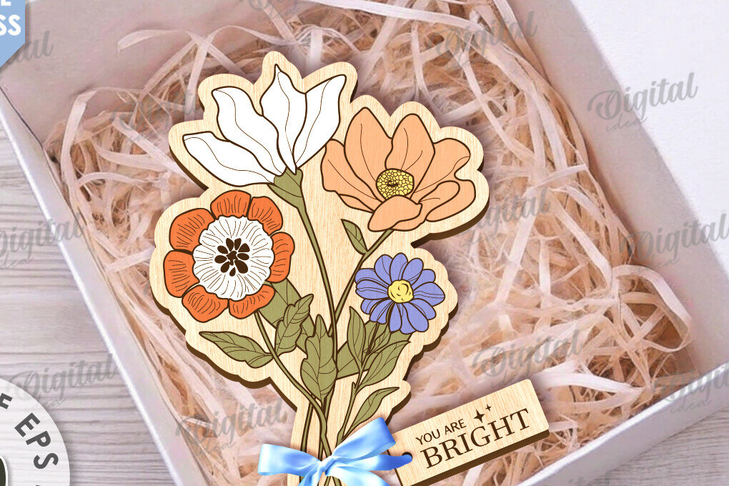 Intra απο ξύλο plywood 3mm-4mm πάχος – Ξύλινη ανθοδέσμη. Γιορτή της Μητέρας Δίασταση  20x20 cm INTRAFABR-116813891