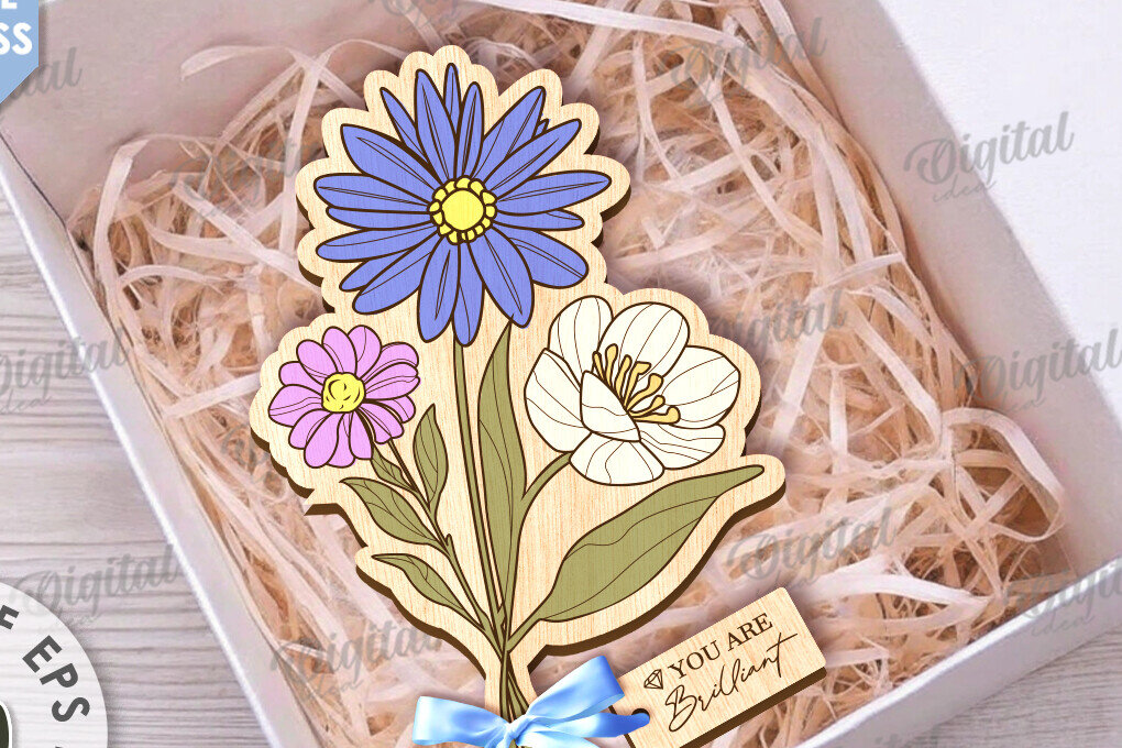 Intra απο ξύλο plywood 3mm-4mm πάχος – Ξύλινη ανθοδέσμη. Γιορτή της Μητέρας Δίασταση  20x20 cm INTRAFABR-116813982