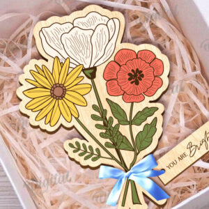 Intra απο ξύλο plywood 3mm-4mm πάχος – Ξύλινη ανθοδέσμη. Γιορτή της Μητέρας Δίασταση  20x20 cm INTRAFABR-116812872