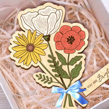 Intra απο ξύλο plywood 3mm-4mm πάχος – Ξύλινη ανθοδέσμη. Γιορτή της Μητέρας Δίασταση  20x20 cm INTRAFABR-116812872 - Image 1