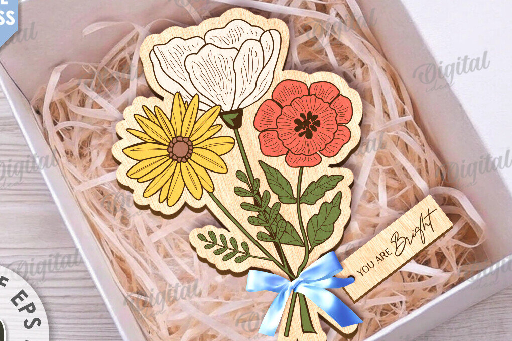 Intra απο ξύλο plywood 3mm-4mm πάχος – Ξύλινη ανθοδέσμη. Γιορτή της Μητέρας Δίασταση  20x20 cm INTRAFABR-116812872