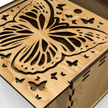 Intra απο ξύλο plywood 3mm-4mm πάχος – Ξύλινο κουτί με συρόμενο καπάκι πεταλούδας Δίασταση  20x20 cm INTRAFABR-123133202 - Image 3