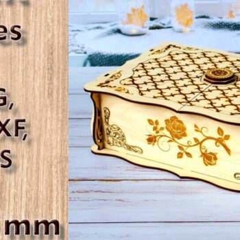 Intra απο ξύλο plywood 3mm-4mm πάχος – Ξύλινο κουτί με λίμες κοπής με λέιζερ τριαντάφυλλα Δίασταση  20x20 cm INTRAFABR-114260183 - Image 1