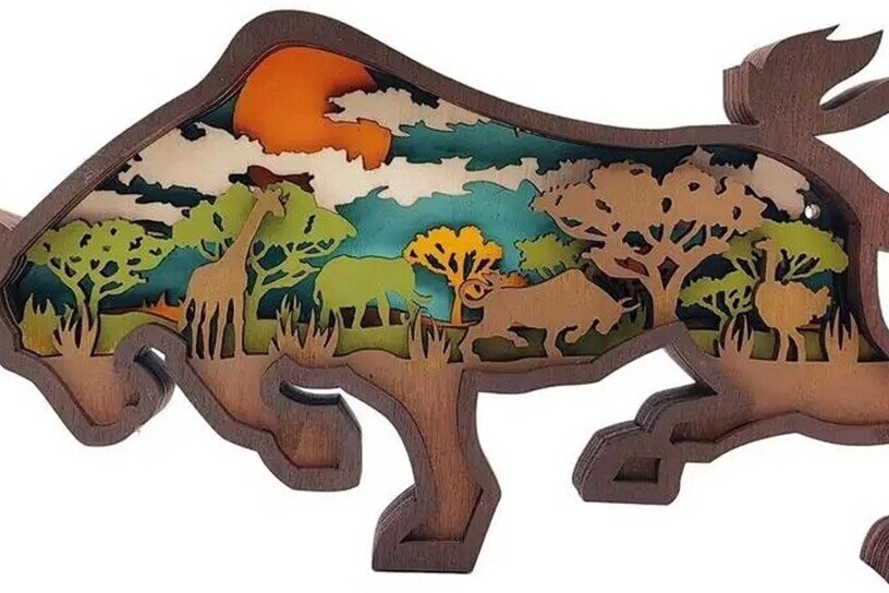 Intra απο ξύλο plywood 3mm-4mm πάχος – Ξύλινο στολίδι ταύρου: Glowforge, Laser, Δίασταση  20x20 cm INTRAFABR-89251146