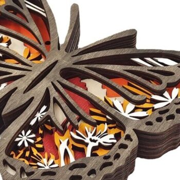Intra απο ξύλο plywood 3mm-4mm πάχος – Χριστουγεννιάτικο στολίδι με ξύλινη πεταλούδα Δίασταση  20x20 cm INTRAFABR-51141045 - Image 6