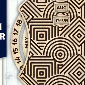 Intra απο ξύλο plywood 3mm-4mm πάχος – Ξύλινο Ημερολόγιο 2025 I Δίασταση  20x20 cm INTRAFABR-110927061 - Image 1