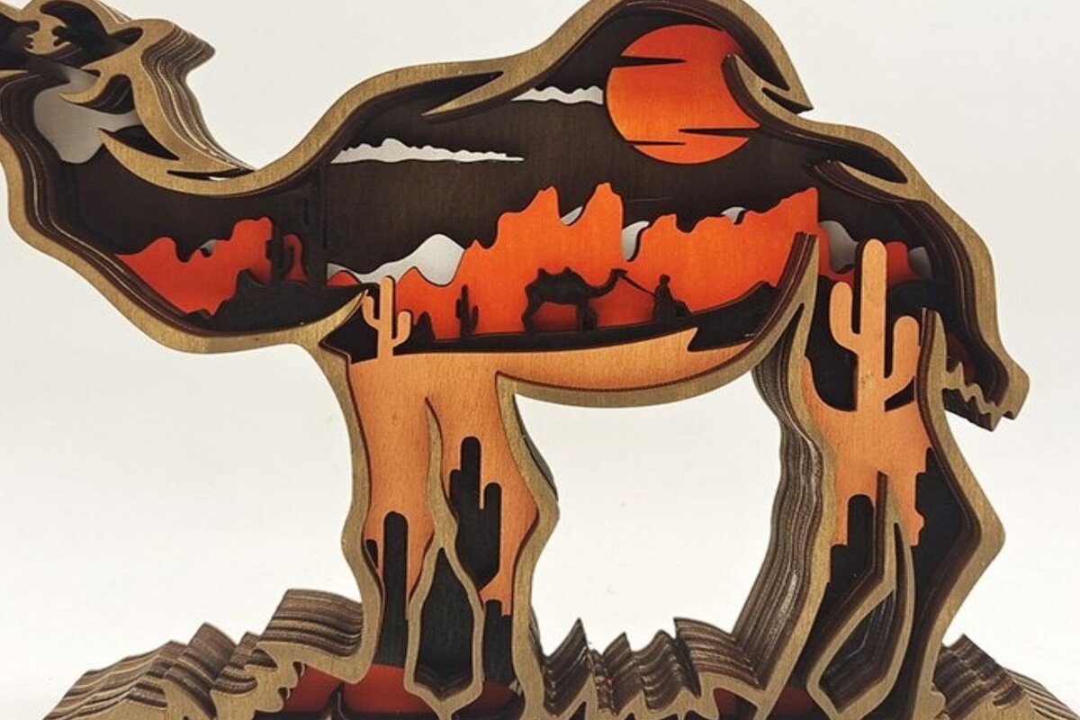 Intra απο ξύλο plywood 3mm-4mm πάχος – Ξύλινη καμήλα 3D Χριστουγεννιάτικο Στολίδι Δίασταση  20x20 cm INTRAFABR-51146220