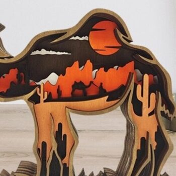 Intra απο ξύλο plywood 3mm-4mm πάχος – Ξύλινη καμήλα 3D Χριστουγεννιάτικο Στολίδι Δίασταση  20x20 cm INTRAFABR-51146220 - Image 2