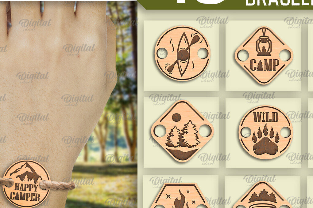 Intra απο ξύλο plywood 3mm-4mm πάχος – Ξύλινα Βραχιόλια Κάμπινγκ Πακέτο LaserCut Δίασταση  20x20 cm INTRAFABR-94075331