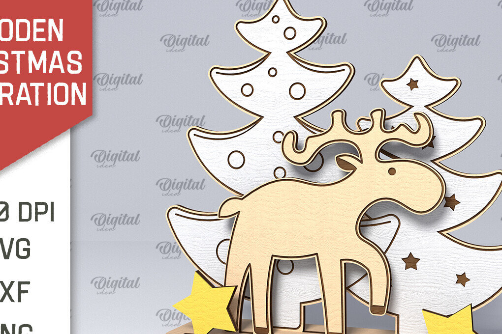 Intra απο ξύλο plywood 3mm-4mm πάχος – Ξύλινο χριστουγεννιάτικο ντεκόρ  κοπής με λέιζερ Δίασταση  20x20 cm INTRAFABR-107883554