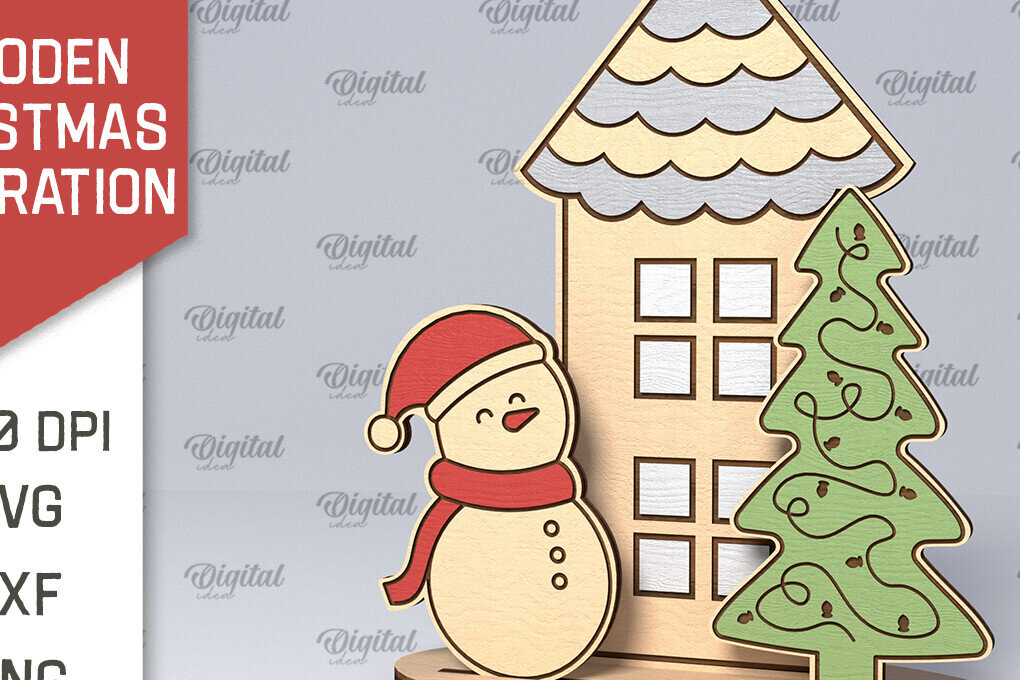 Intra απο ξύλο plywood 3mm-4mm πάχος – Ξύλινο χριστουγεννιάτικο ντεκόρ  κοπής με λέιζερ Δίασταση  20x20 cm INTRAFABR-107882241