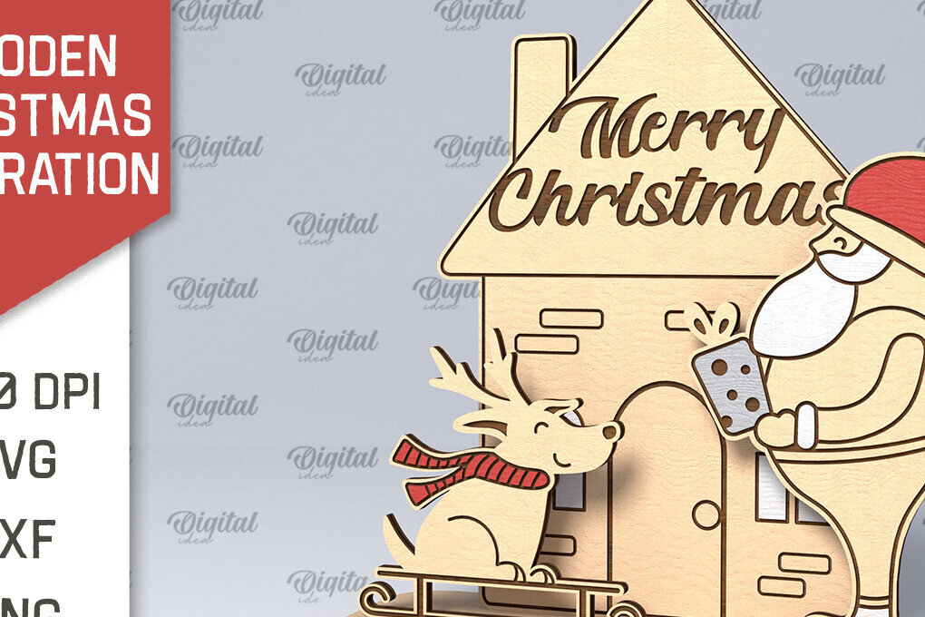 Intra απο ξύλο plywood 3mm-4mm πάχος – Ξύλινο χριστουγεννιάτικο ντεκόρ  κοπής με λέιζερ Δίασταση  20x20 cm INTRAFABR-107882356