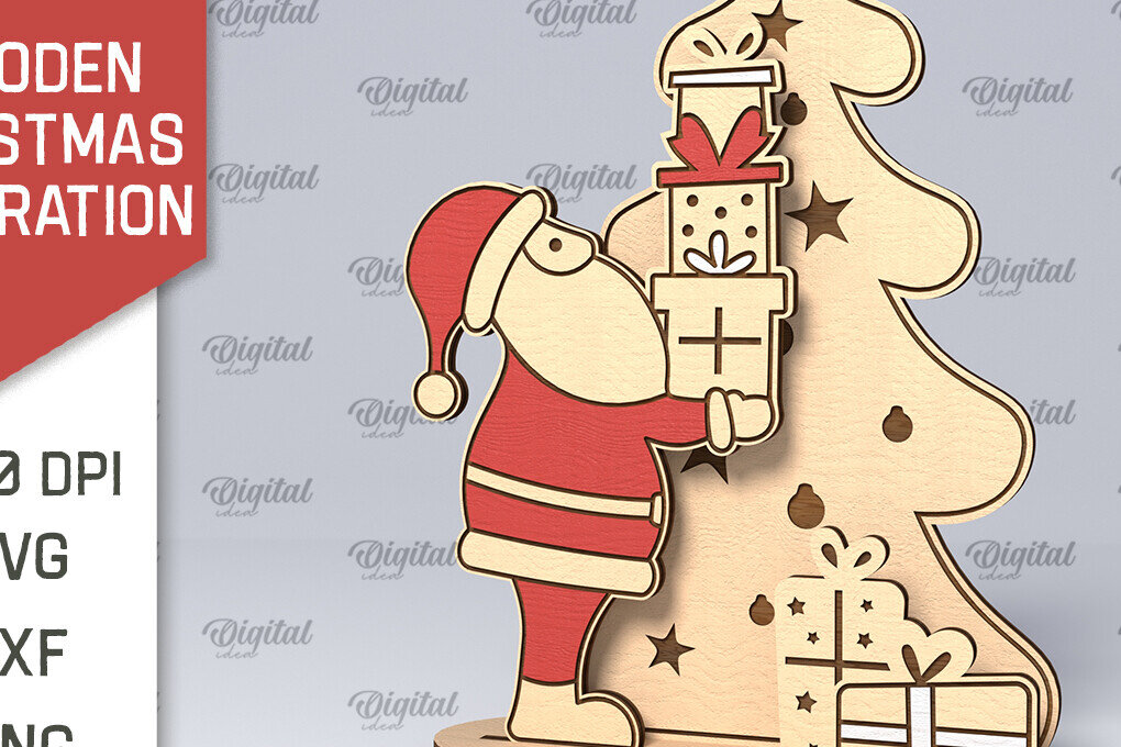 Intra απο ξύλο plywood 3mm-4mm πάχος – Ξύλινο χριστουγεννιάτικο ντεκόρ  κοπής με λέιζερ Δίασταση  20x20 cm INTRAFABR-107883167