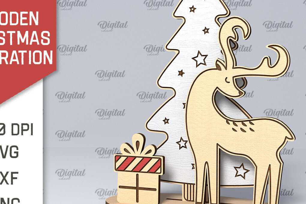 Intra απο ξύλο plywood 3mm-4mm πάχος – Ξύλινο χριστουγεννιάτικο ντεκόρ  κοπής με λέιζερ Δίασταση  20x20 cm INTRAFABR-107881982