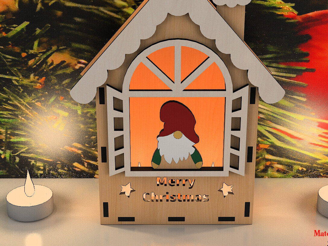 Intra απο ξύλο plywood 3mm-4mm πάχος – Ξύλινο Χριστουγεννιάτικο Σπίτι / Θήκη για ρεσώ Δίασταση  20x20 cm INTRAFABR-80412691