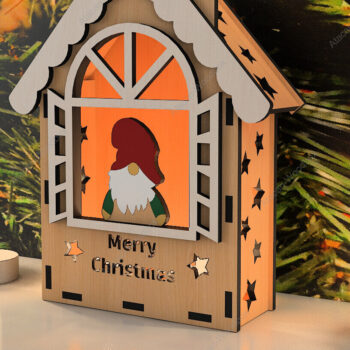 Intra απο ξύλο plywood 3mm-4mm πάχος – Ξύλινο Χριστουγεννιάτικο Σπίτι / Θήκη για ρεσώ Δίασταση  20x20 cm INTRAFABR-80412691 - Image 4