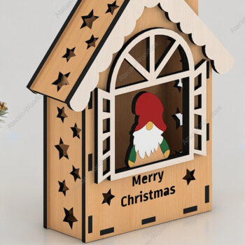 Intra απο ξύλο plywood 3mm-4mm πάχος – Ξύλινο Χριστουγεννιάτικο Σπίτι / Θήκη για ρεσώ Δίασταση  20x20 cm INTRAFABR-80412691 - Image 5