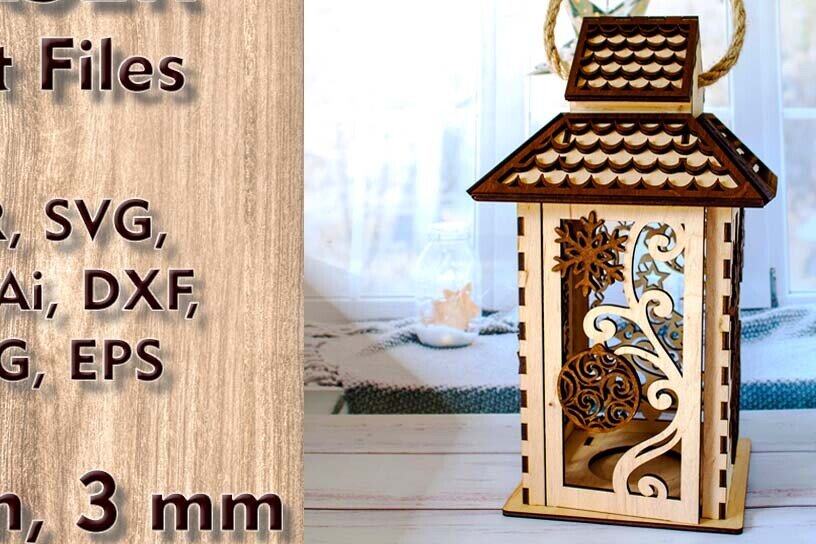 Intra απο ξύλο plywood 3mm-4mm πάχος – Ξύλινα χριστουγεννιάτικα φαναράκια κομμένα με λέιζερ Δίασταση  20x20 cm INTRAFABR-112117296