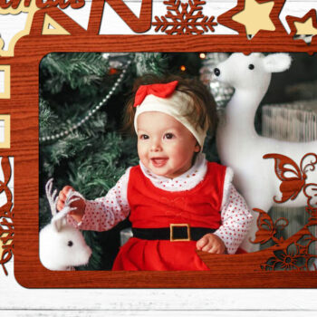 Intra απο ξύλο plywood 3mm-4mm πάχος – Ξύλινη χριστουγεννιάτικη κορνίζα 3d δέσμη Δίασταση  20x20 cm INTRAFABR-78178949 - Image 2