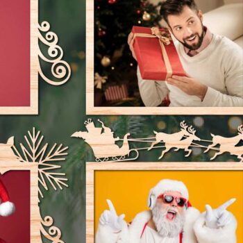 Intra απο ξύλο plywood 3mm-4mm πάχος – Ξύλινη χριστουγεννιάτικη κορνίζα φωτογραφιών πακέτο Δίασταση  20x20 cm INTRAFABR-78202069 - Image 1