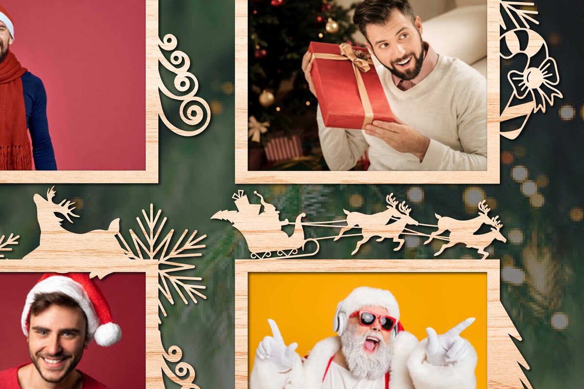 Intra απο ξύλο plywood 3mm-4mm πάχος – Ξύλινη χριστουγεννιάτικη κορνίζα φωτογραφιών πακέτο Δίασταση  20x20 cm INTRAFABR-78202069