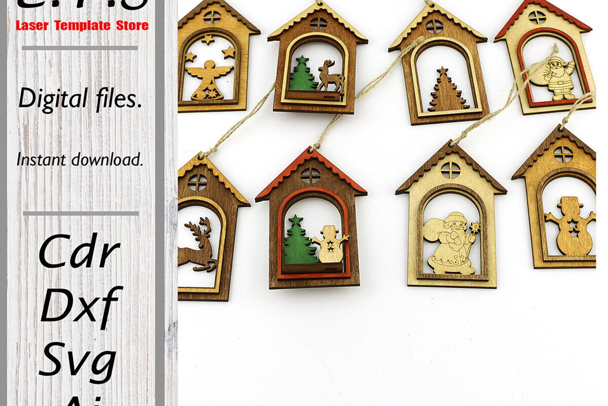 Intra απο ξύλο plywood 3mm-4mm πάχος – Ξύλινα χριστουγεννιάτικα παιχνίδια κομμένα με λέιζερ αρχείο Δίασταση  20x20 cm INTRAFABR-86285743